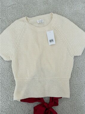 Le Lis Cream Ribbed Crewneck Sweater